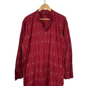 Kashish Athens Dress Kaftan Caftan Rust Red Casual Loose Fit V Neck LS - 40